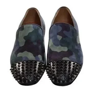Christian Louboutin Spooky Flat Camouflage Stud Suede Loafer 41.5 Blue Christian Louboutin Suede Camouflage Print Loafers - Blue  main image 4